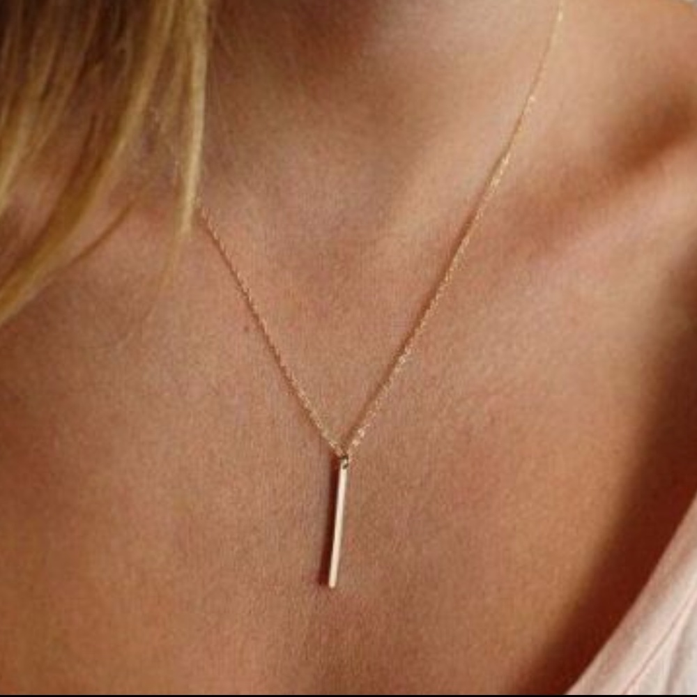 Gold Column Bar Necklace