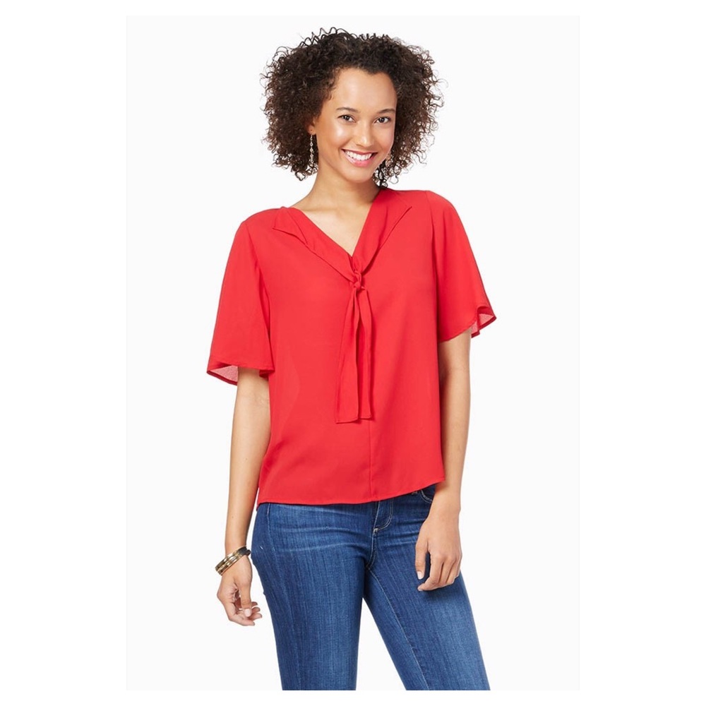 **SOLD** CHARMING CHARLIE red bow tie blouse