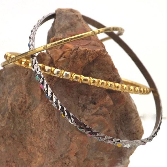 vintage Jewelry - vintage lot 3 petite bangle bracelets stackable 8"
