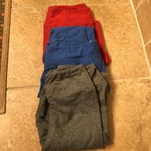 Two pair llr leggings solids red and grey