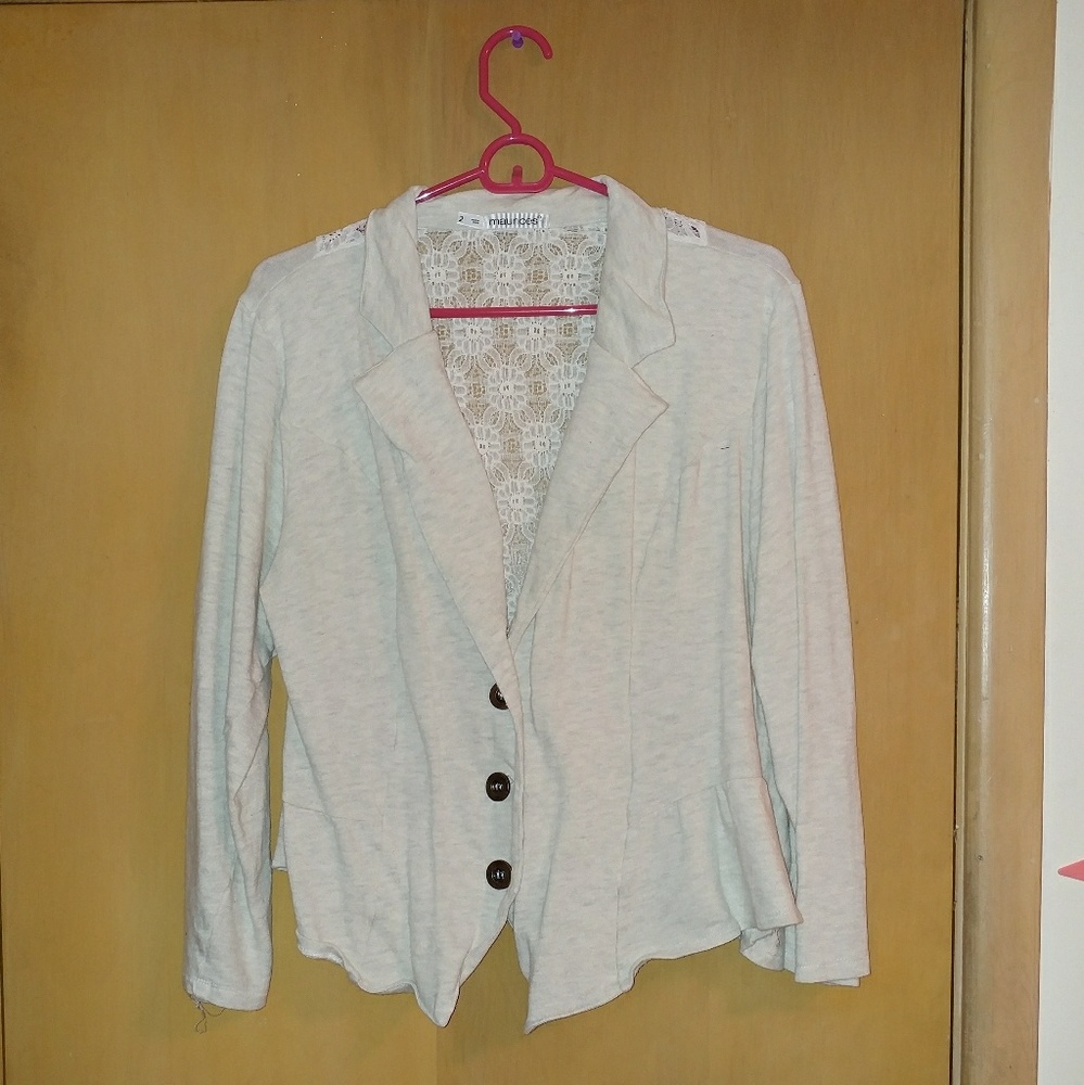 Maurices Sweater Cardigan with Floral Lace Back