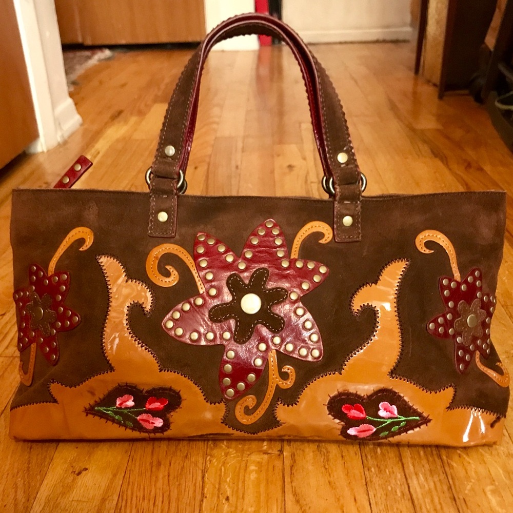 ‼️SALE‼️Nicole Miller Suede Leather & Studded Bag