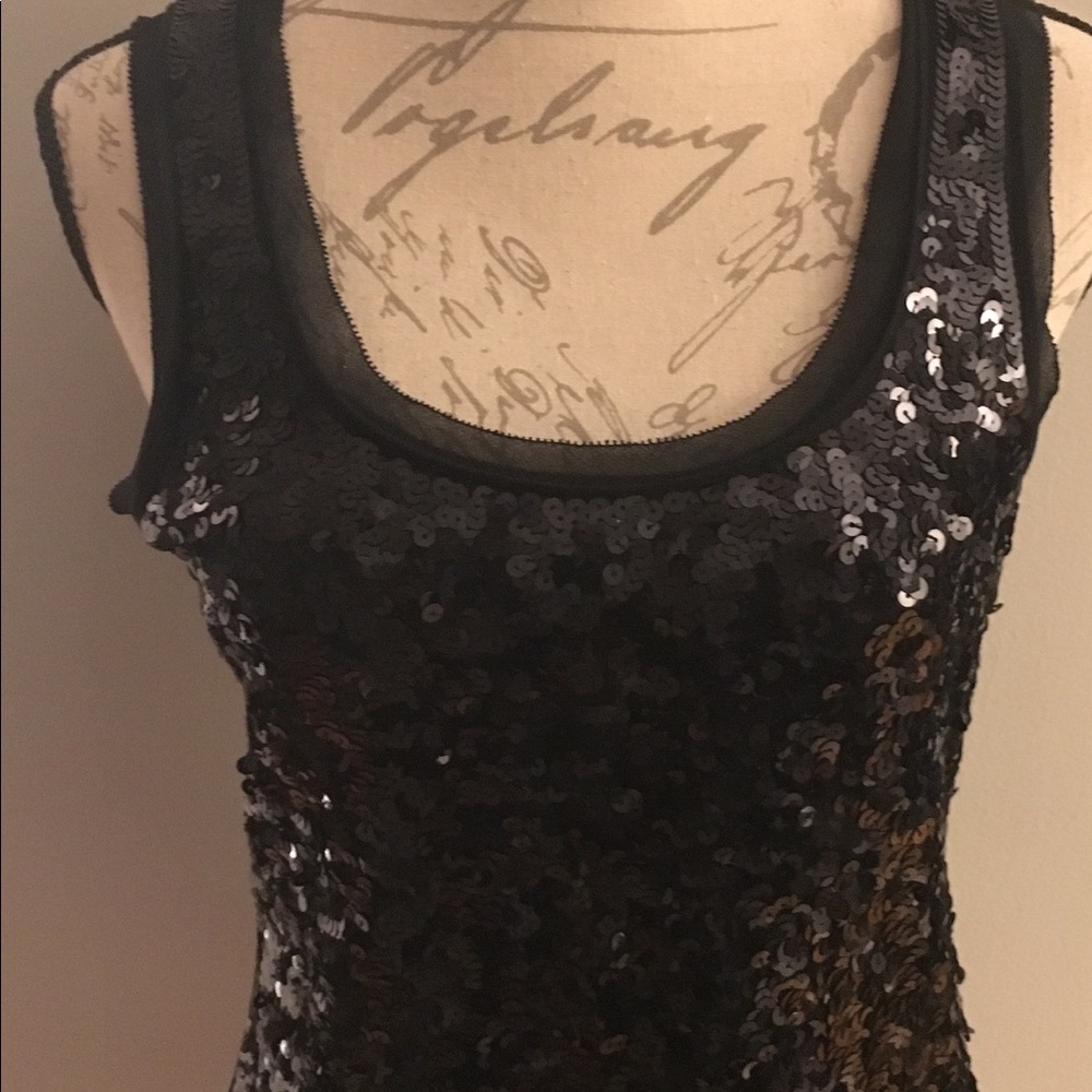 LOFT Black Sequin Tank Size S