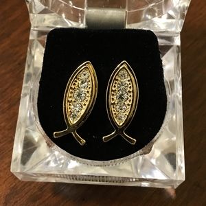 Hip Hop Bling Iced Out Fish Ichthus Jesus Earrings