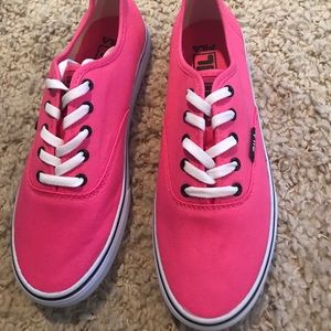 Brand new, never worn, hot pink Fila sneakers.
