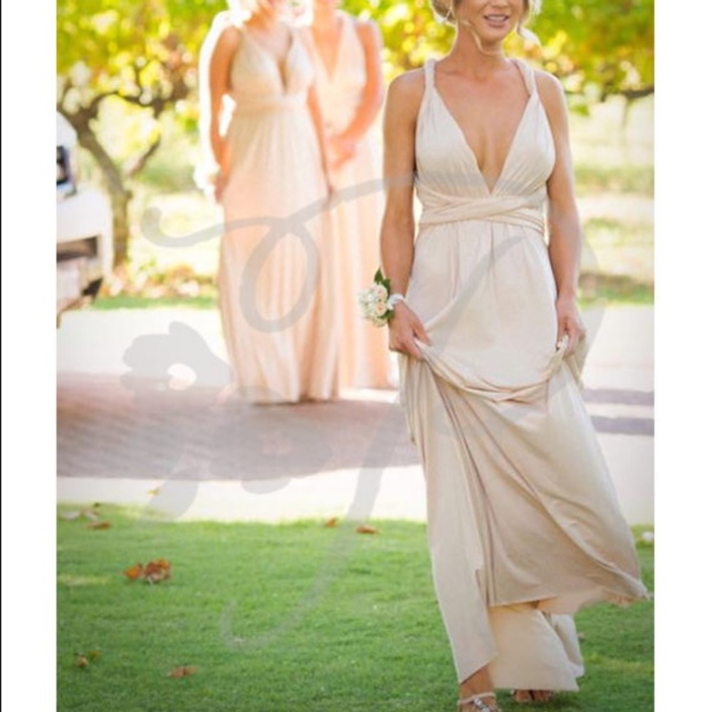 Bridesmaid Infinity Floor Length Dress in Nude