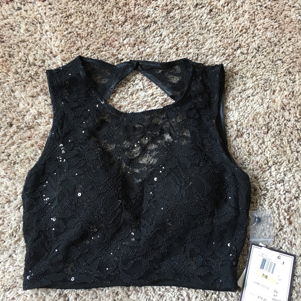 B Darlin Cropped Lace top