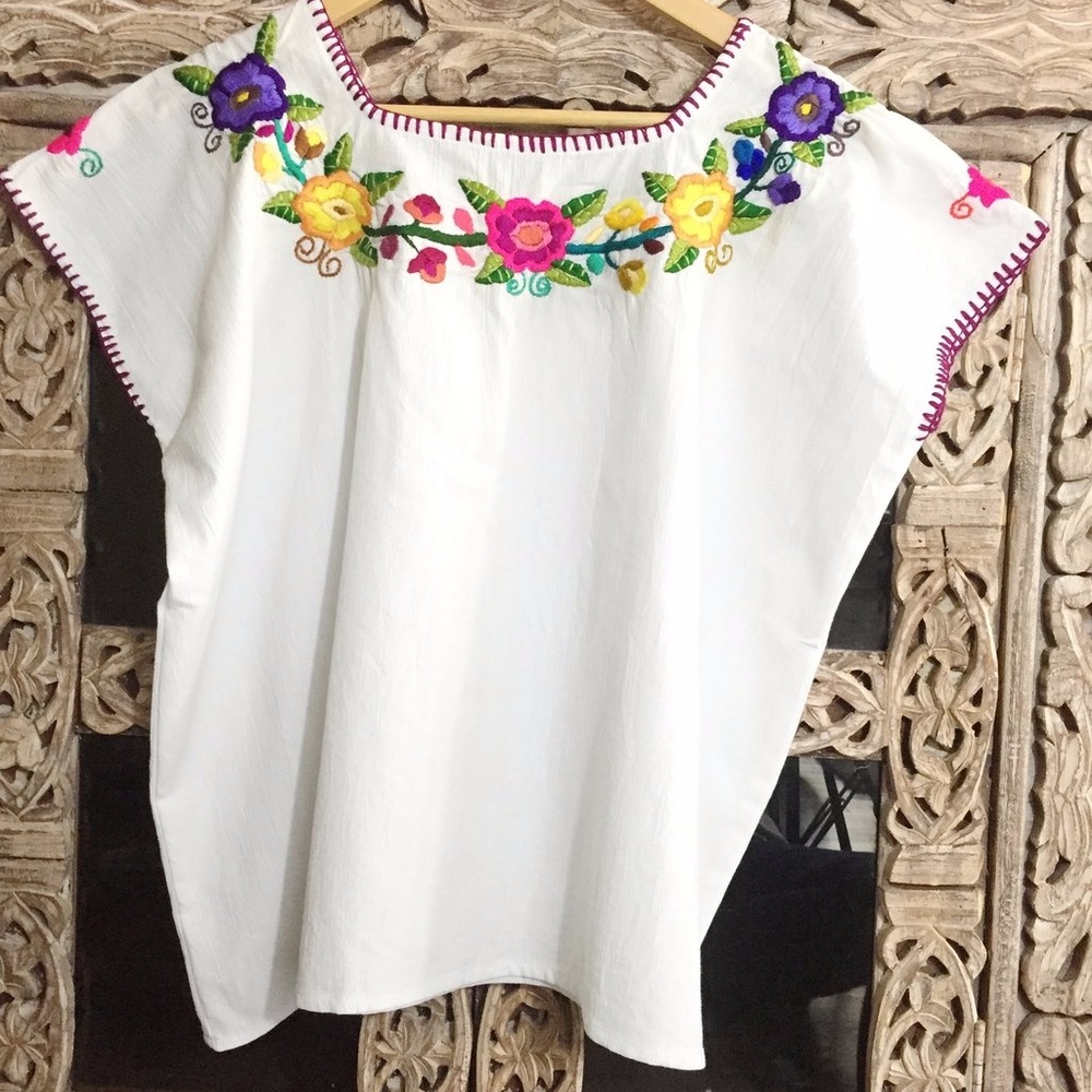 Mexican Flower Pullover Frida Blouse