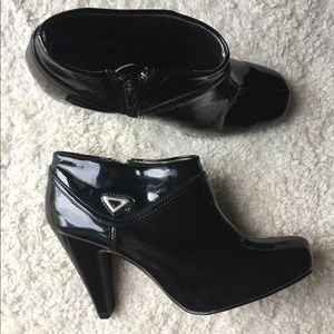 Funky square-toed patent booties, 6. NWOT