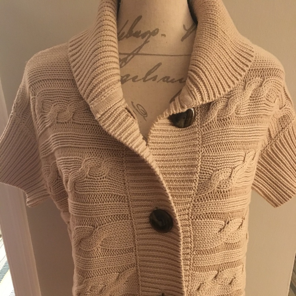 Talbots Cream Cotton Sweater w/ Short sleeves XS