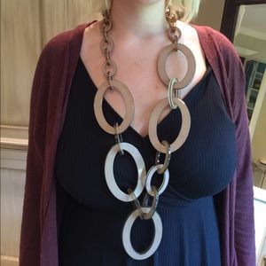 Geometric Oval Chain Statement Necklace