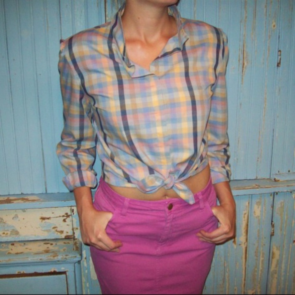 American Apparel pink pencil jean skirt hi rise