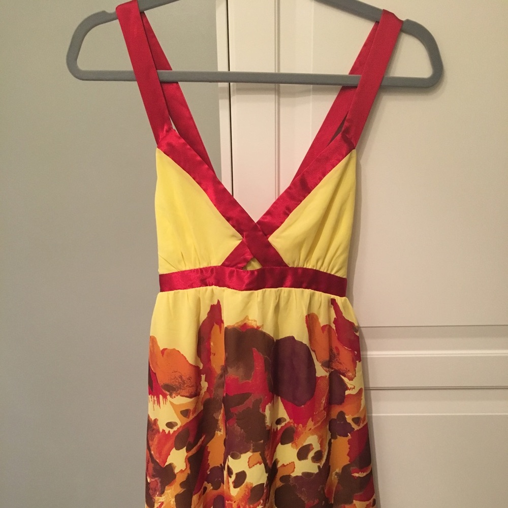 NWT Arden B Yellow and Red Silk Mini XS
