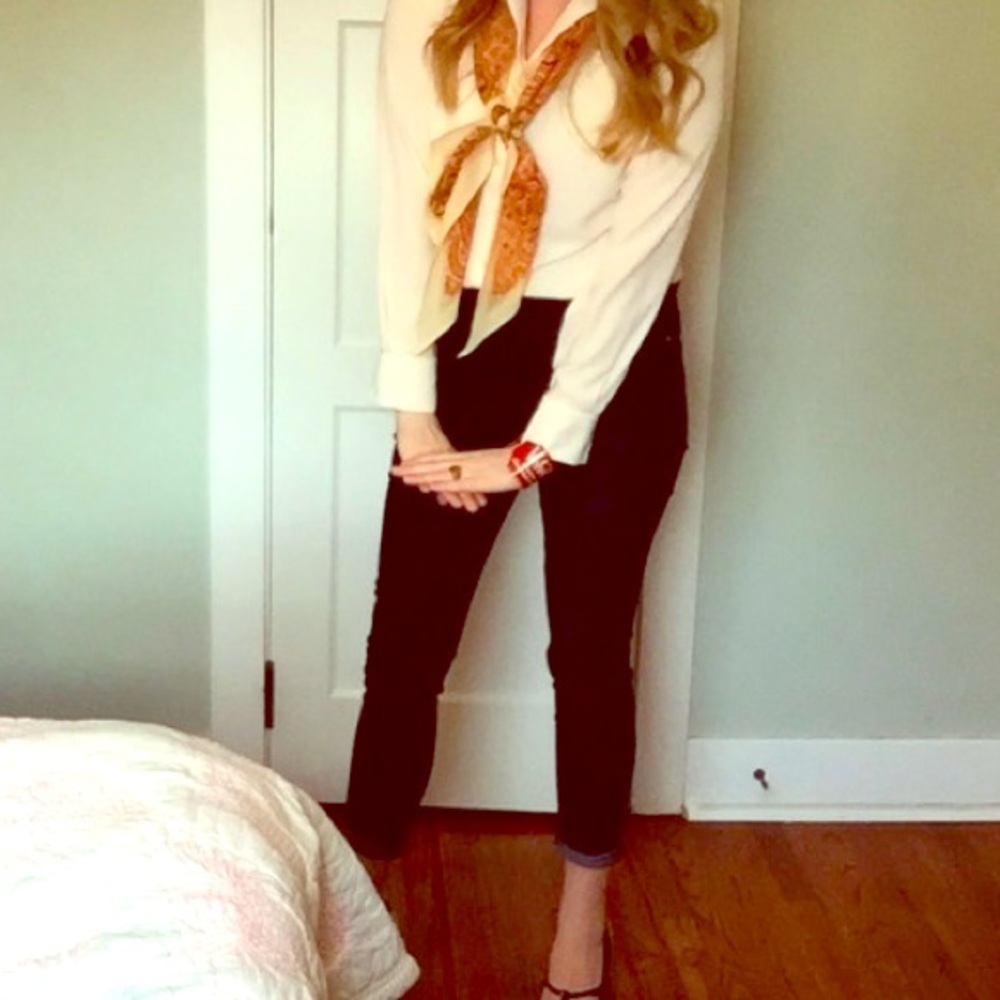 Shop the outfit Vtg top, bracelet, and scarf