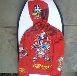 Red Ed Hardy Hoodie by Christian Audigier
