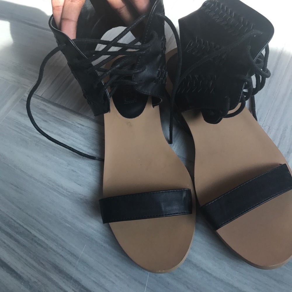 Black lace up sandals