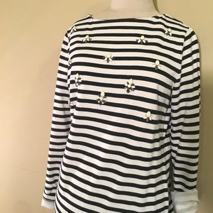 Loft black and white striped dress size M