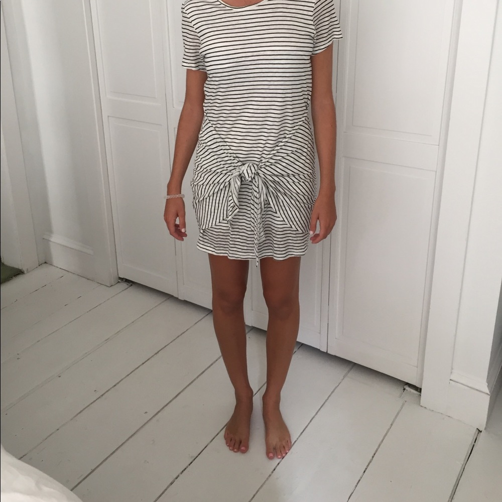 Striped T-Shirt Dress with Tie in front