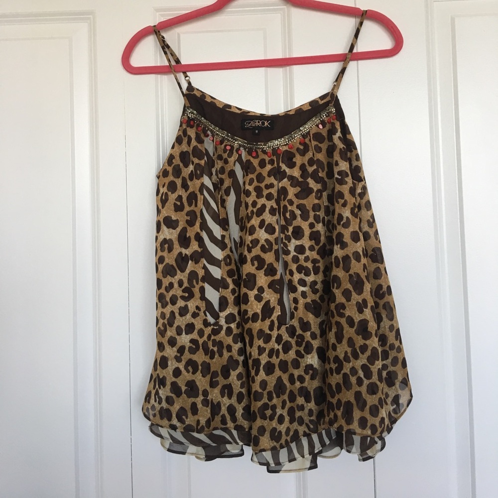 LA ROK spaghetti strap animal print top!