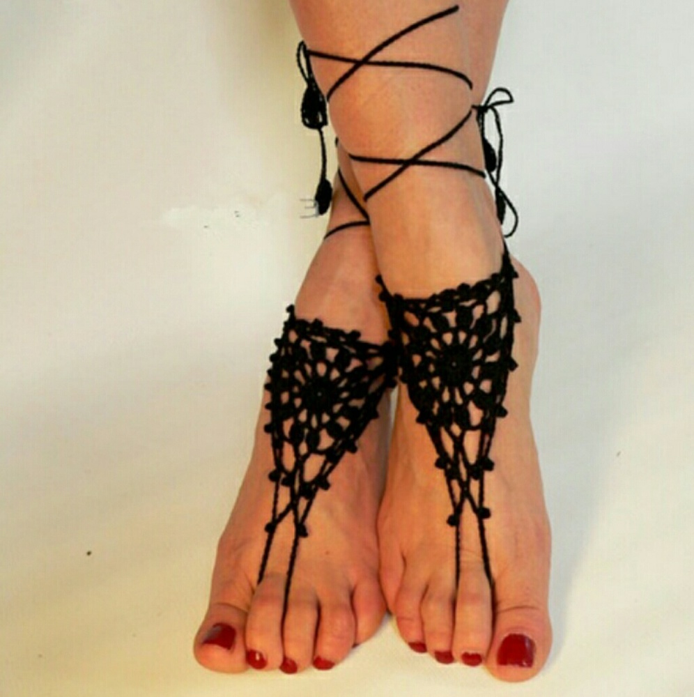 Black Crochet anklet