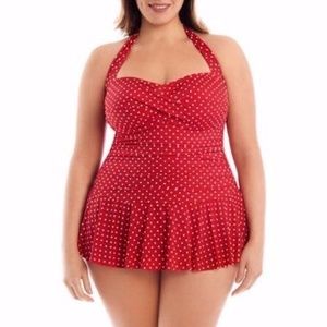 Catalina Retro Flirty Skirted Polka Dot Swimdress