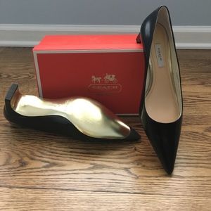 Coach, Black Leather Leigh Kitten Heel Pumps