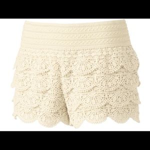 White lace shorts