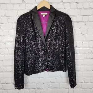 Boston Proper Muse Black Sequin Blazer Size 0 XS