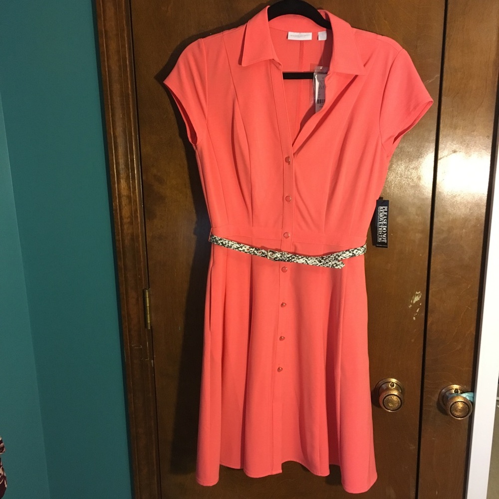 NWT! NY&Co coral belted dress