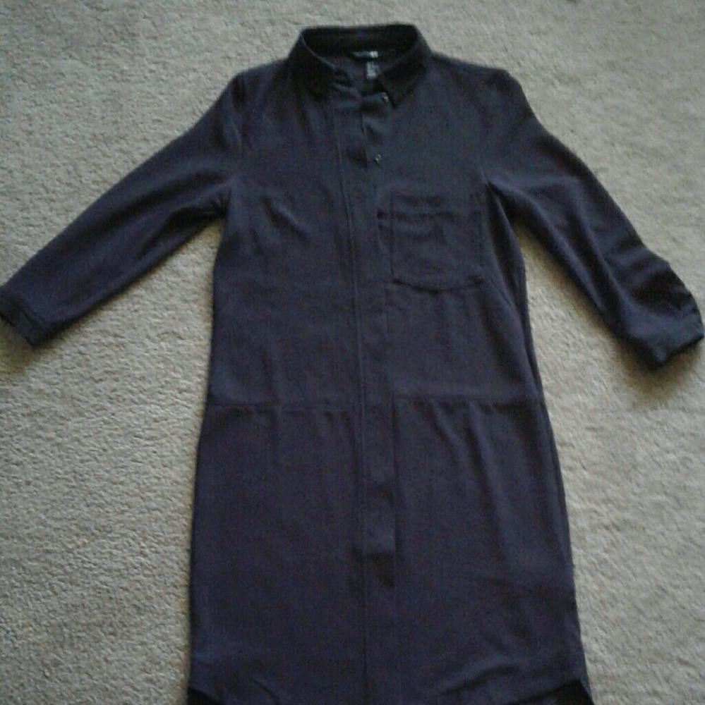Chic Black Collared Shirt Dress Shirtdress