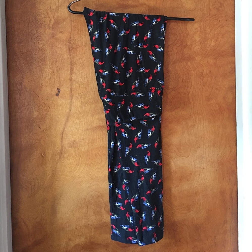 Lularoe OS blue jay & cardinal leggings