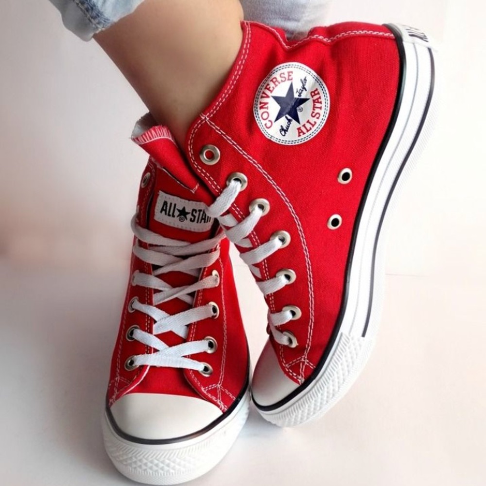 Red Converse High Tops Chuck Taylors