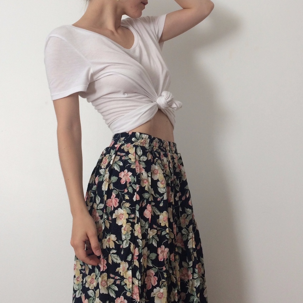 Vintage Floral Midi Skirt | Fits XS/S