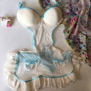 Victoria's Secret Blue Cream Lace Bride Lingerie