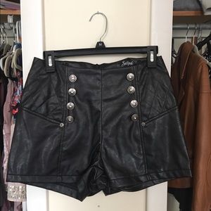 Moto leather high waisted shorts
