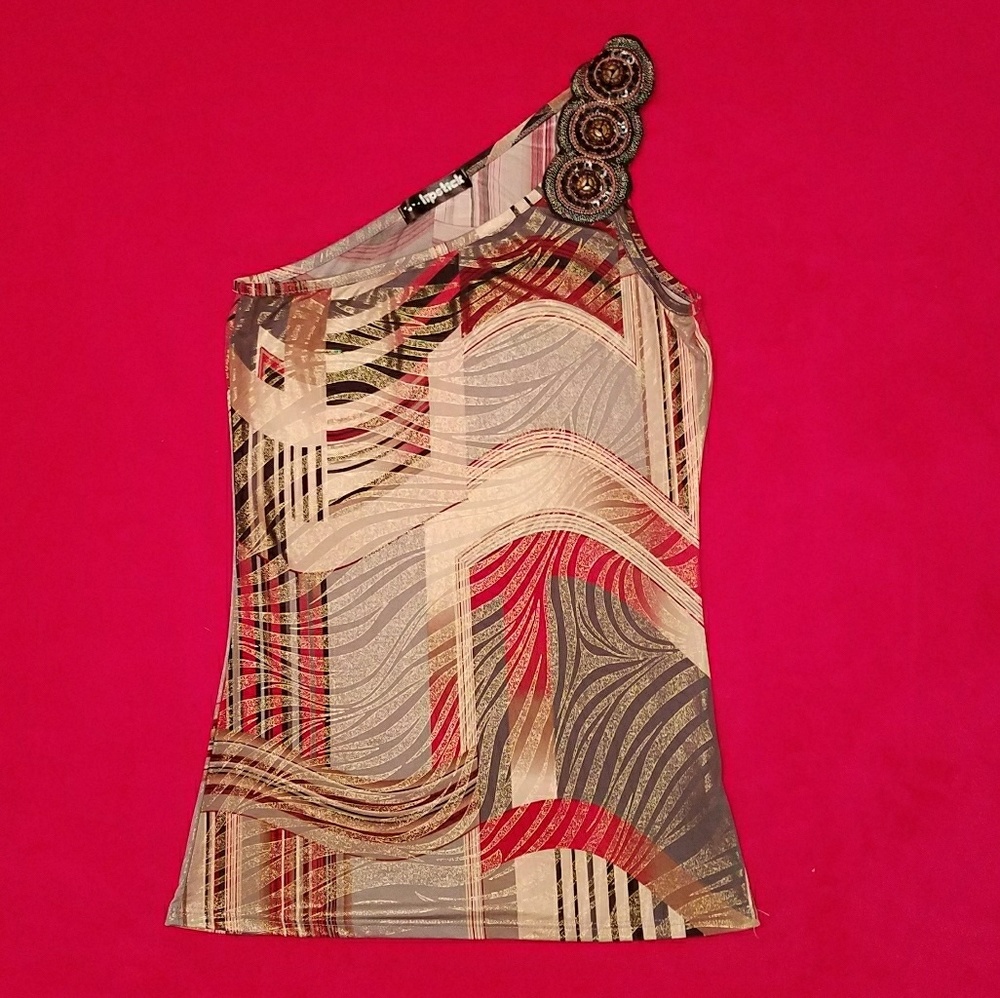 💛🖤❤ Lipstick One Shoulder Top NWOT 💛🖤❤