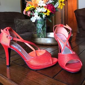 Orange cross sparkle high heels size 7