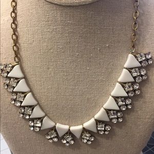 J. Crew Rhinestone and White Statement Necklace