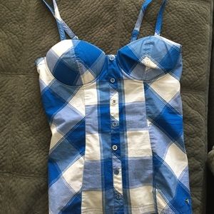 Guess blue gingham bustier