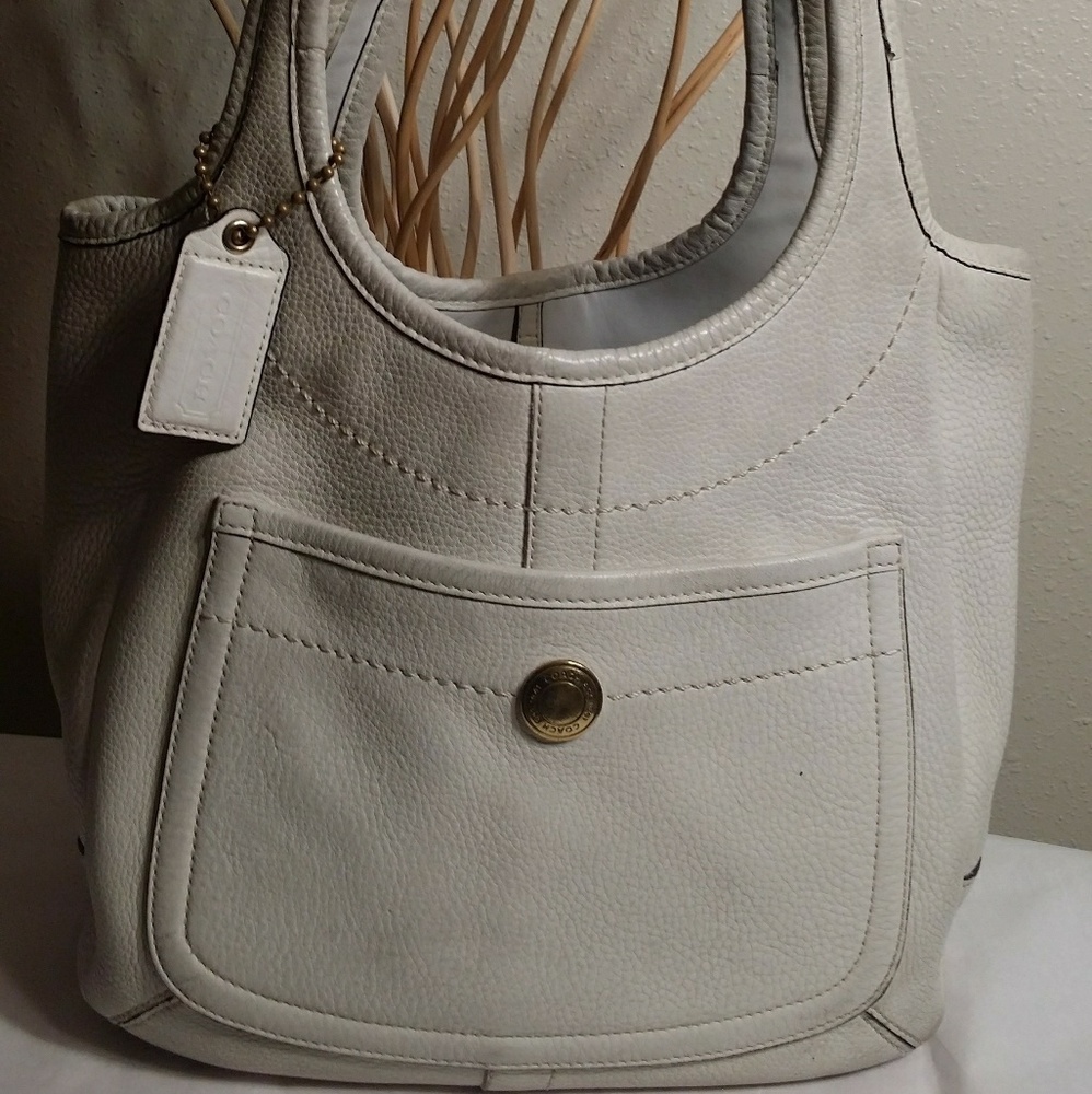 Coach Bone Pebbled Leather Chelsea Bag #11615