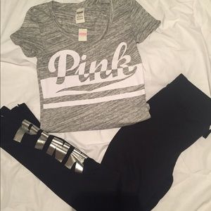 ⬇️⬇️ Price Drop ⬇️⬇️ NWT. PINK gray and white Tee!