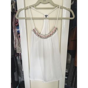 White embellished Tank Top