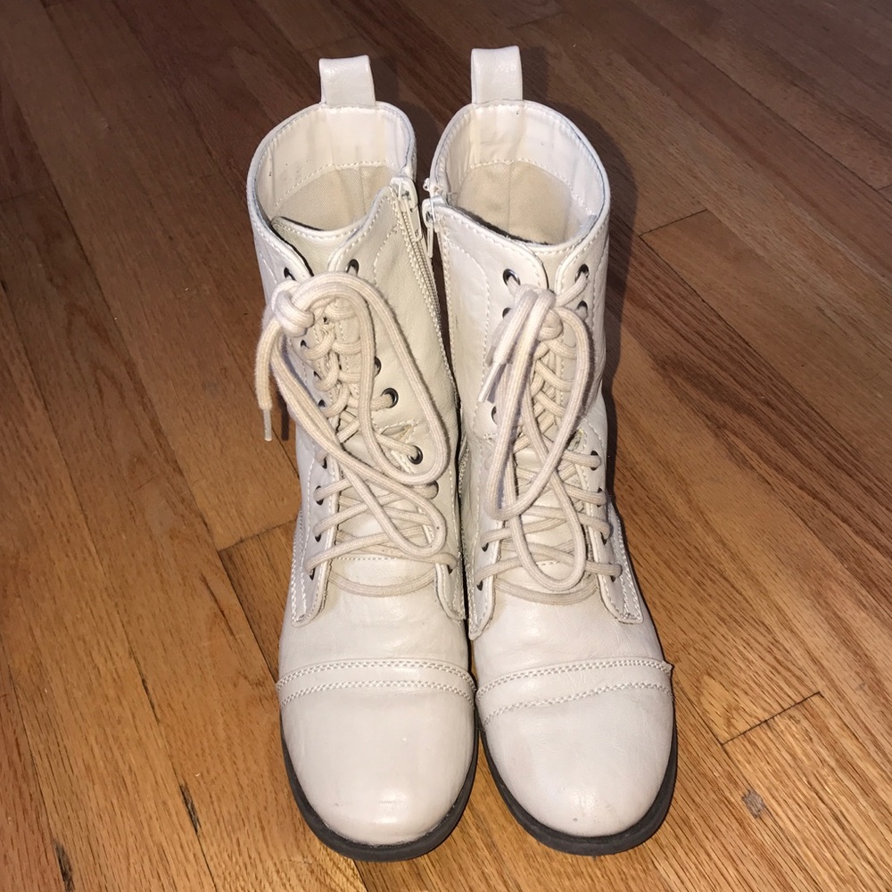Cream Combat Boots
