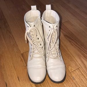 Cream Combat Boots