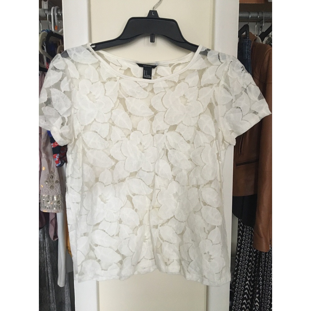 Forever 21 lace see-through floral tshirt