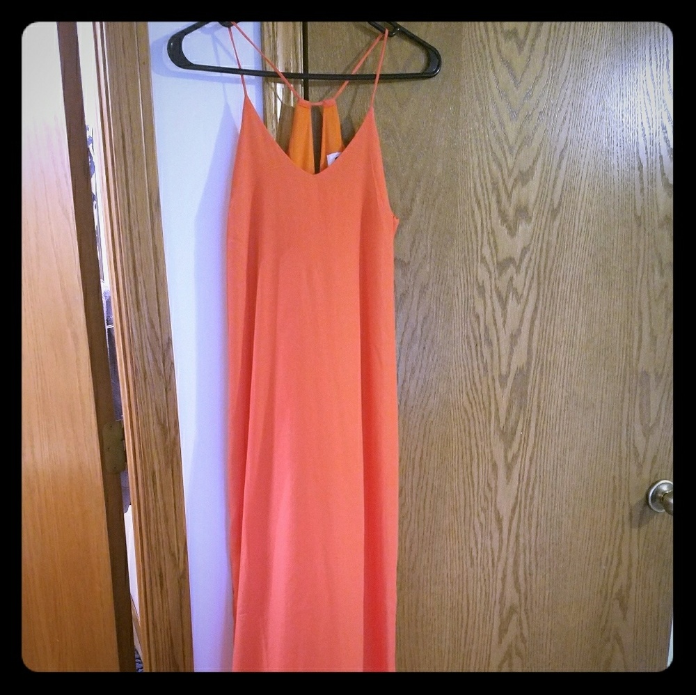 Floor length orange maxi dress