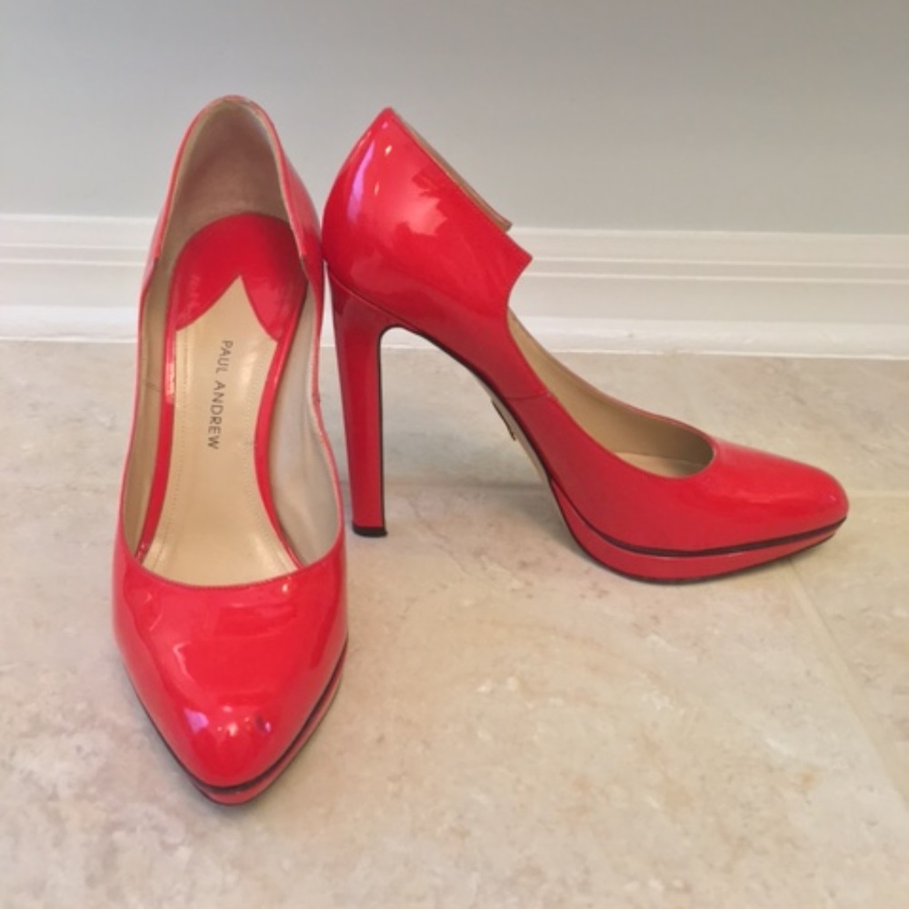 Paul Andrew "Manhattan" red patent leather pumps