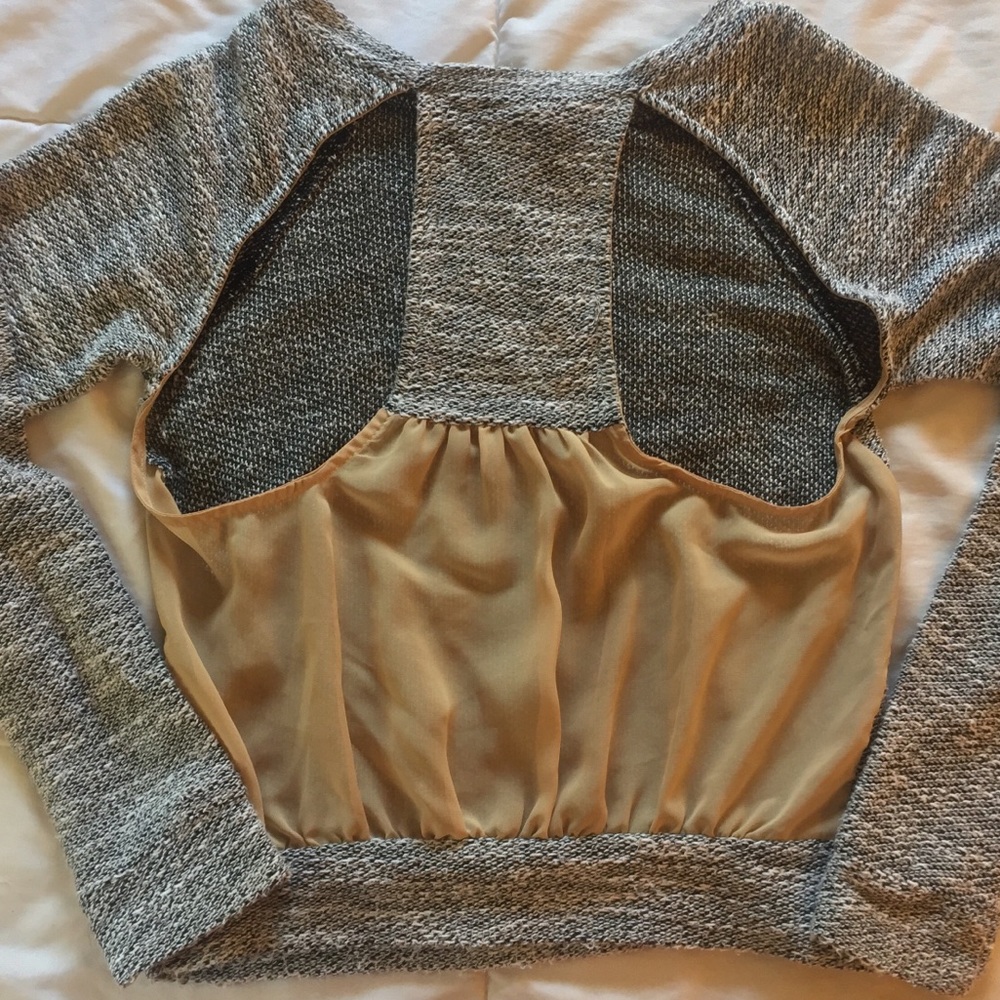 Open Back peach chiffon sweater 🍑