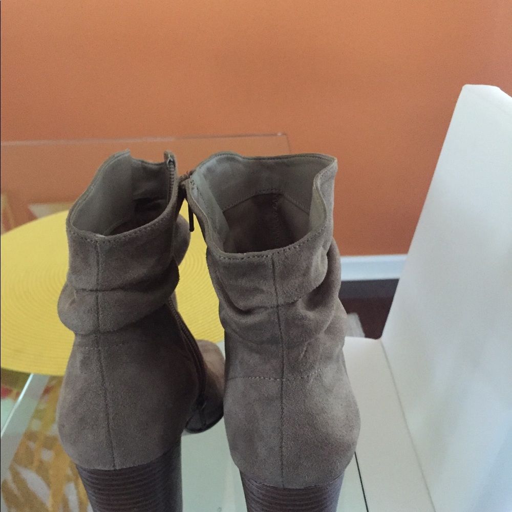 Faux suede ankle bootie