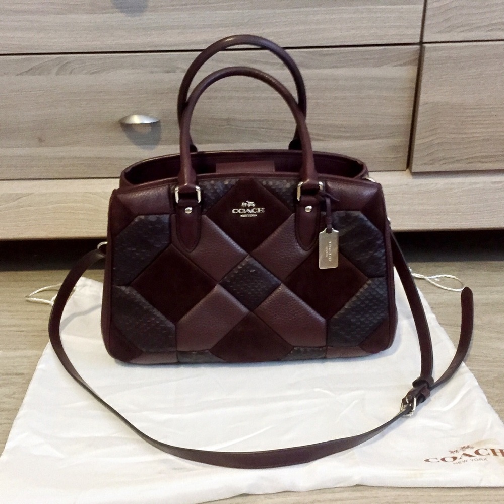 Authentic Coach oxblood canyon quilt purse